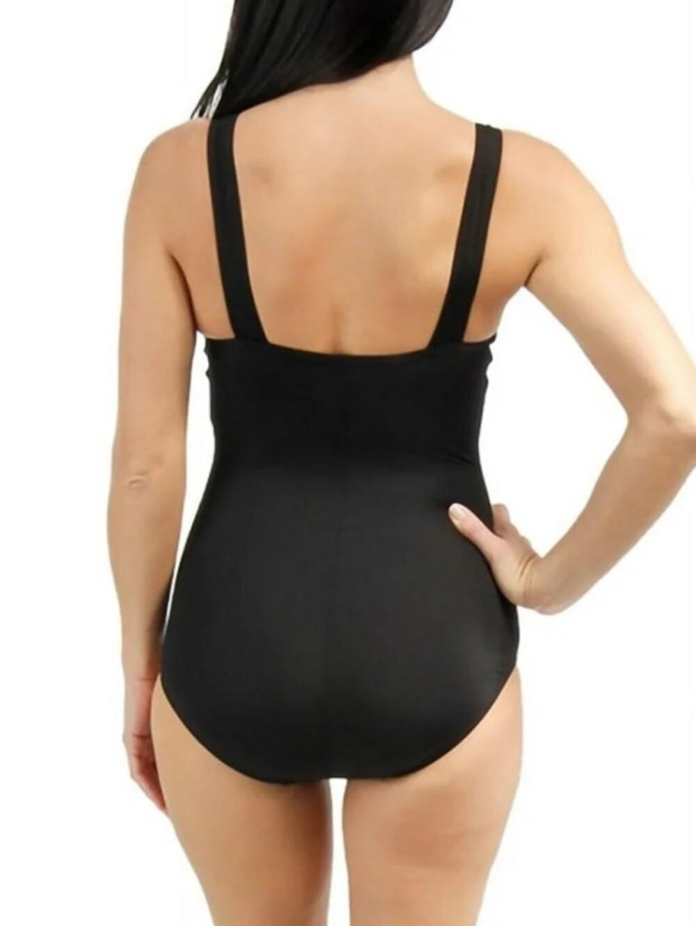 Speedo Tank One-Piece Swimsuit Shirred Side Panels Black Womens Size M Swimming - Picture 2 of 14